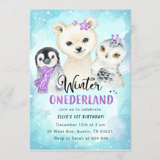 Winter Onederland 1e verjaardag uitnodiging