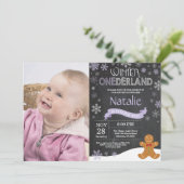 Winter Onederland 1e verjaardag uitnodiging (Staand voorkant)