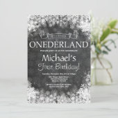 Winter Onederland 1e verjaardag uitnodiging (Staand voorkant)