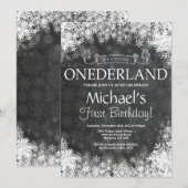 Winter Onederland 1e verjaardag uitnodiging (Voorkant / Achterkant)