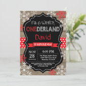 Winter Onederland 1e verjaardag uitnodiging (Staand voorkant)