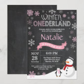 Winter Onederland 1e verjaardag uitnodiging (Voorkant / Achterkant)