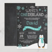 Winter Onederland 1e verjaardag uitnodiging (Voorkant / Achterkant)