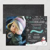 Winter Onederland 1e verjaardag uitnodiging (Voorkant / Achterkant)