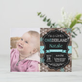 Winter Onederland 1e verjaardag uitnodiging (Staand voorkant)