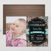 Winter Onederland 1e verjaardag uitnodiging (Voorkant / Achterkant)