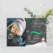 Winter Onederland 1e verjaardag uitnodiging (Staand voorkant)