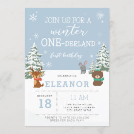 Winter Onederland 1e verjaardag Uitnodiging Dieren