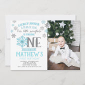 Winter Onederland 1e verjaardag Uitnodiging foto (Voorkant)