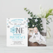 Winter Onederland 1e verjaardag Uitnodiging foto (Staand voorkant)