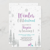 Winter Onederland 1e verjaardag uitnodiging - meis (Voorkant / Achterkant)