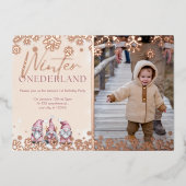 Winter ONEderland 1e verjaardag uitnodiging meisje (Voorkant)