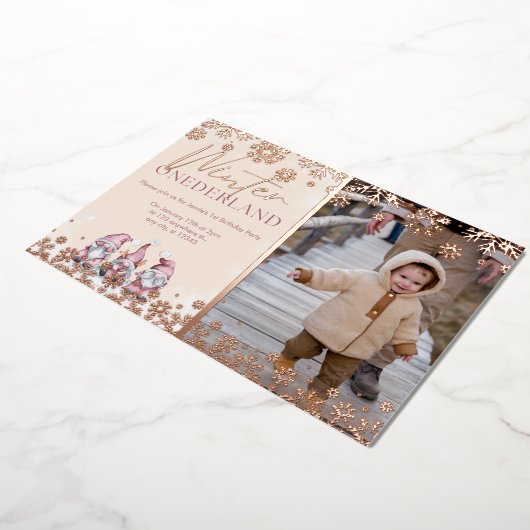 Winter ONEderland 1e verjaardag uitnodiging meisje (Gedraaid)