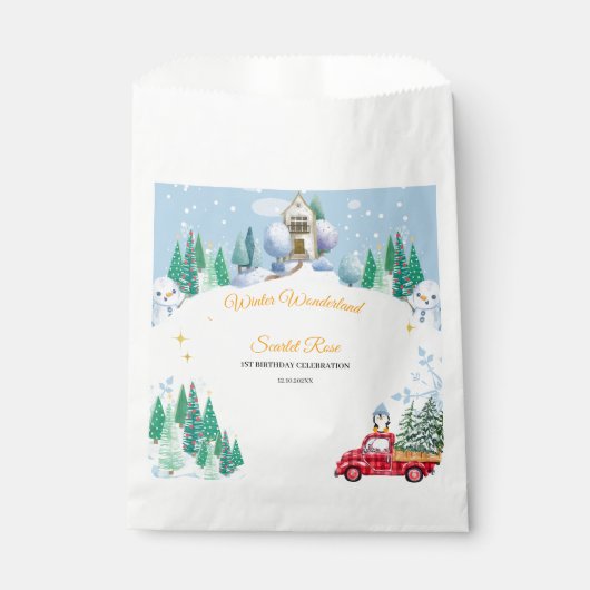 Winter Onederland 1e verjaardag Uitnodigingen Bedankzakje (Voorkant)