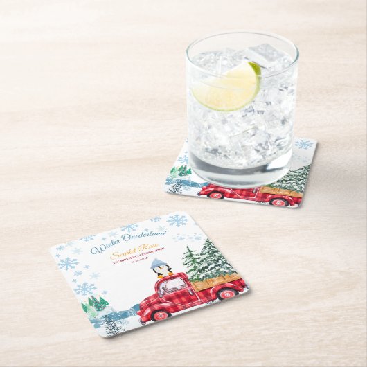 Winter Onederland 1e verjaardag Uitnodigingen Kartonnen Onderzetters (Insitu)