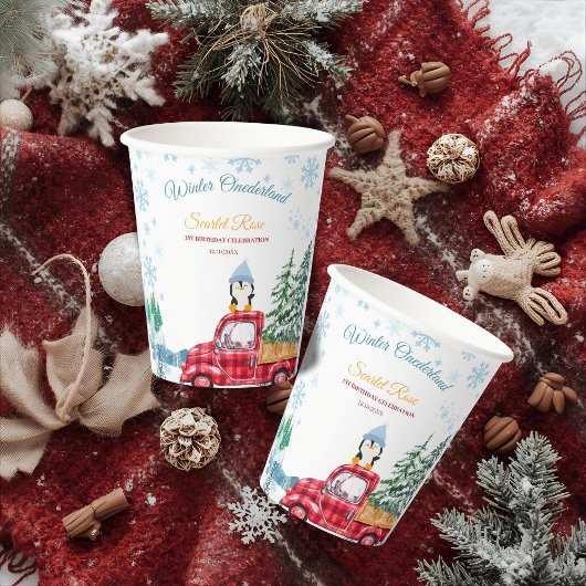 Winter Onederland 1e verjaardag Uitnodigingen Papieren Bekers