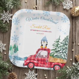 Winter Onederland 1e verjaardag Uitnodigingen Papieren Bordje