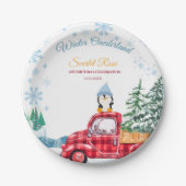 Winter Onederland 1e verjaardag Uitnodigingen Papieren Bordje (Voorkant)