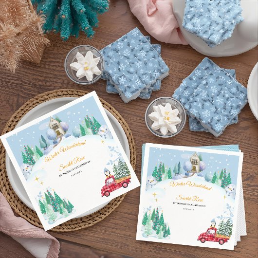 Winter Onederland 1e verjaardag Uitnodigingen Servet