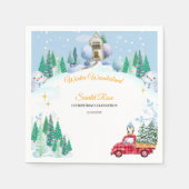 Winter Onederland 1e verjaardag Uitnodigingen Servet (Voorkant)