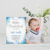 winter onederland 1e verjaardag uitnodigingen w Fo (Staand voorkant)