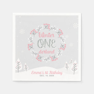 Winter Onederland 1e verjaardag van Napkin Servet