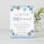 Winter Onederland 1e Verjaardag Winter Uitnodiging (Staand voorkant)