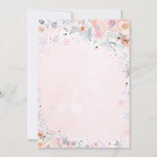 Winter ONEderland 1e verjaardag Zilver Roze Perzik Kaart (Achterkant)