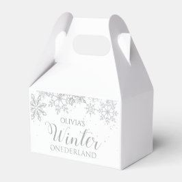 Winter ONEderland 1e verjaardag zilveren sneeuwvlo Bedankdoosjes
