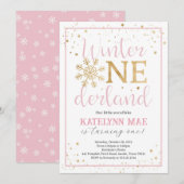 Winter Onederland 1e Verjaardagsfeest Uitnodiging (Voorkant / Achterkant)