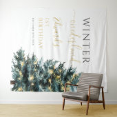 Winter Onederland 1e verjaardagsfeestje Achtergron Wandkleed (In Situ (horizontaal))