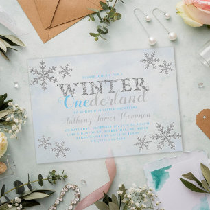 Winter ONEderland 1e verjaardagsfeestje Acryl Uitnodigingen