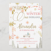 Winter Onederland 1e verjaardagsfeestje Kaart (Voorkant / Achterkant)