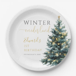 Winter Onederland 1e verjaardagsfeestje Papieren Bordje