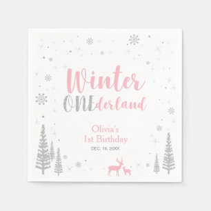 Winter Onederland 1e verjaardagsfeestje papieren s Servetten
