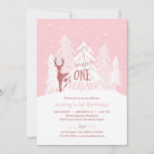 Winter Onederland 1e verjaardagsfeestje Uitnodigen Kaart (Voorkant)