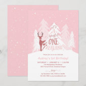 Winter Onederland 1e verjaardagsfeestje Uitnodigen Kaart (Voorkant / Achterkant)