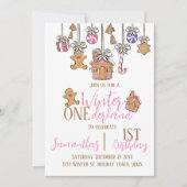 Winter onederland 1e verjaardagsfeestje winter kaart (Voorkant)