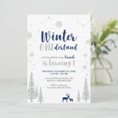 Winter Onederland 1e verjaardagsuitnodiging - Jong Kaart (Staand voorkant)