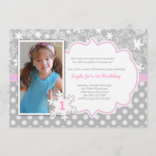 Winter ONEderland 1e verjaardagsuitnodiging Kaart