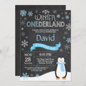 Winter Onederland 1e verjaardagsuitnodiging Kaart (Voorkant / Achterkant)