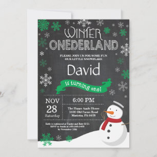 Winter Onederland 1e verjaardagsuitnodiging Kaart
