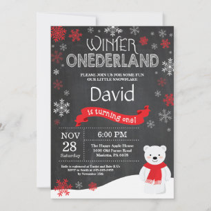 Winter Onederland 1e verjaardagsuitnodiging Kaart