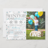 Winter ONEderland 1st Birthday Foto Kaart (Voorkant)