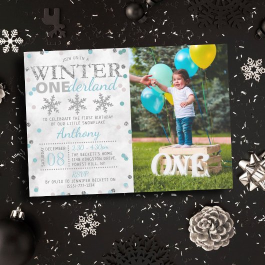 Winter ONEderland 1st Birthday Foto Kaart