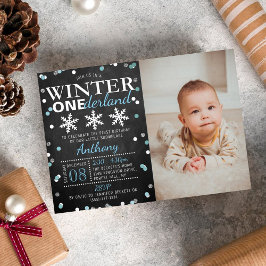 Winter ONEderland 1st Birthday foto Real Folie Uitnodiging