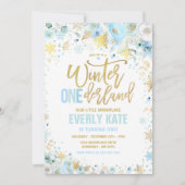 Winter ONEderland 1st Birthday Gold Mint Blue Kaart (Voorkant)