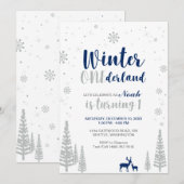 Winter Onederland 1st Birthday Invitation - Boy Kaart (Voorkant / Achterkant)