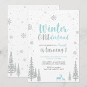 Winter Onederland 1st Birthday Invitation - Boy Kaart (Voorkant / Achterkant)