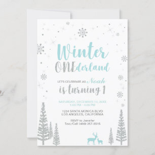 Winter Onederland 1st Birthday Invitation - Boy Kaart